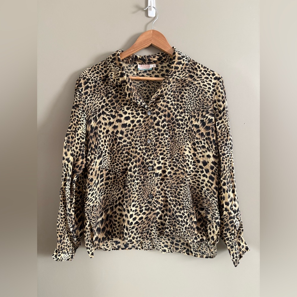 Vintage Braemar by Jeremy Scott Leopard Silk Blouse